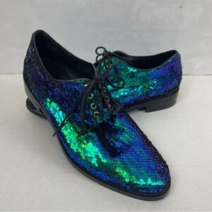 Miista London Blue Green Sequin Oxford Shoes Women’s Sz 40 US 9.5 Made in Spain